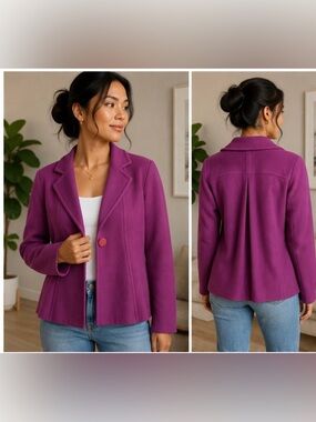 Tailored Purple cashmere/wool Single-Button Blazer Jacket